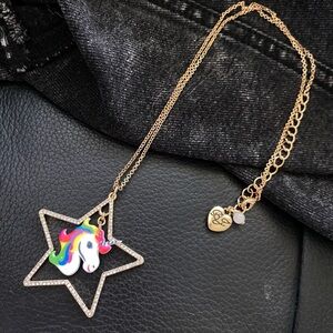 Betsey Johnson Gold Unicorn Star Pendant Necklace NEW